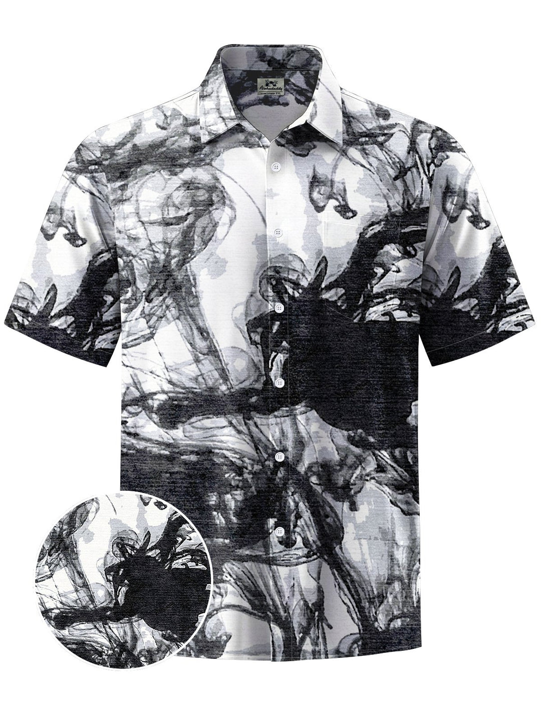 Alohadaddy® Casual Vintage Abstract Texture Art Print Chest Pocket Men&