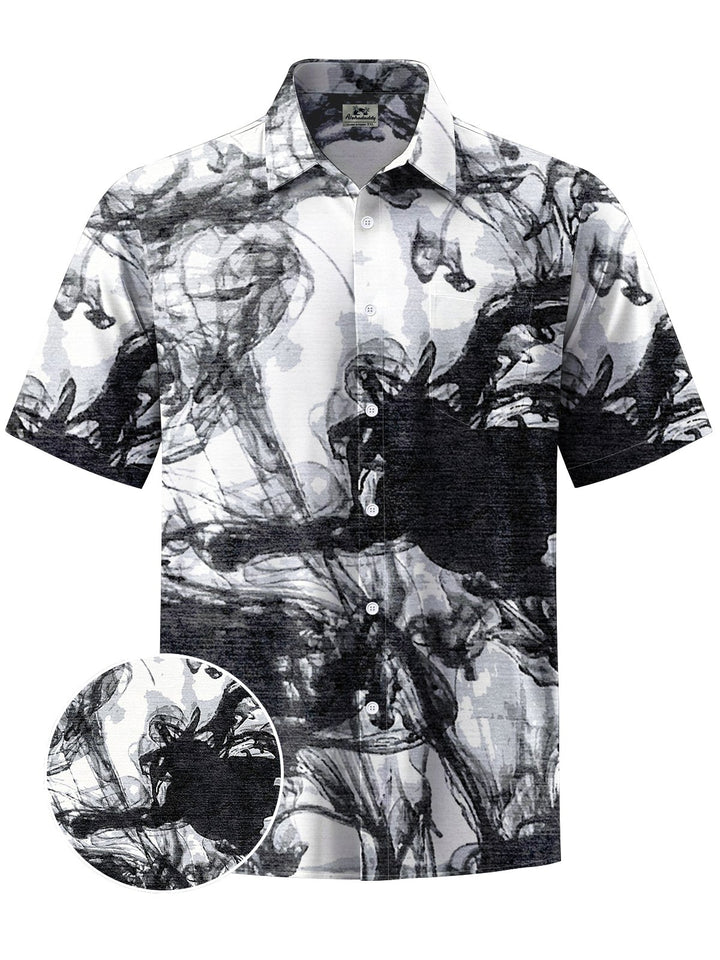 Alohadaddy® Casual Vintage Abstract Texture Art Print Chest Pocket Men&