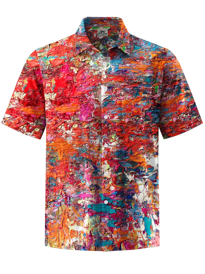 Alohadaddy® Vintage Acrylic Oil Painting Print Art Chest Pocket Men&