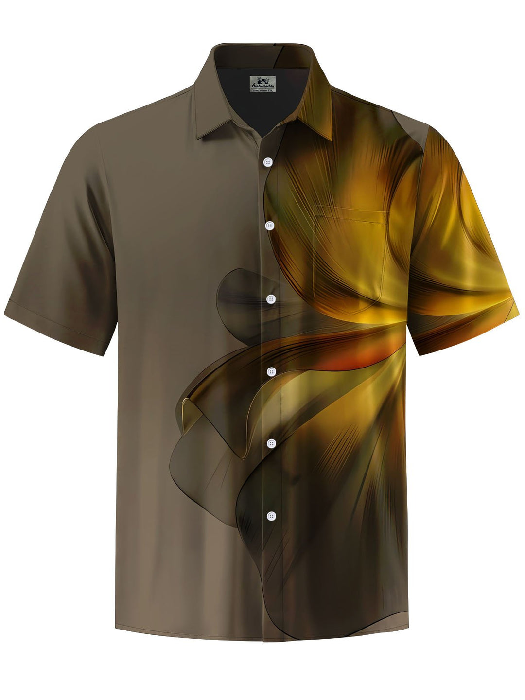 Alohadaddy® Vintage Floral Art Print Chest Pocket Mens Wicking Short Sleeve Shirt Big &amp; Tall