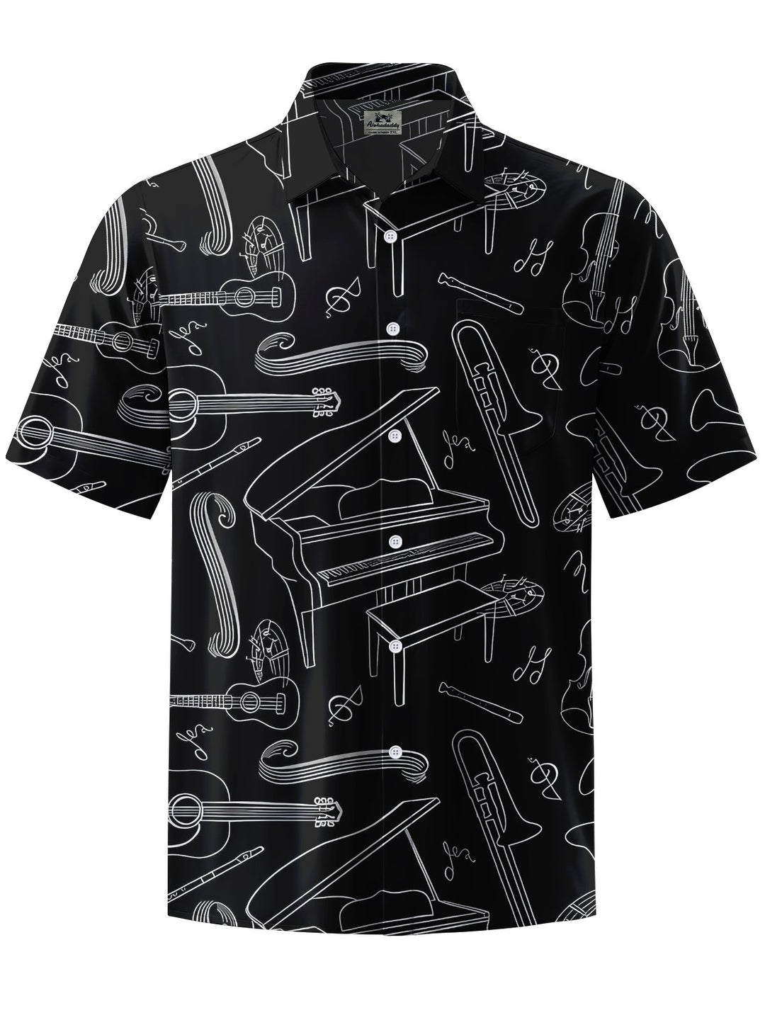 Alohadaddy® Casual Musical Instrument Art Print Chest Pocket Men&