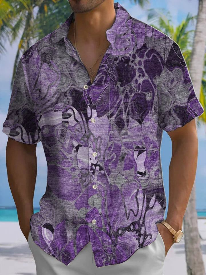 Alohadaddy® Vintage Abstract Dark Art Print Chest Pocket Men&