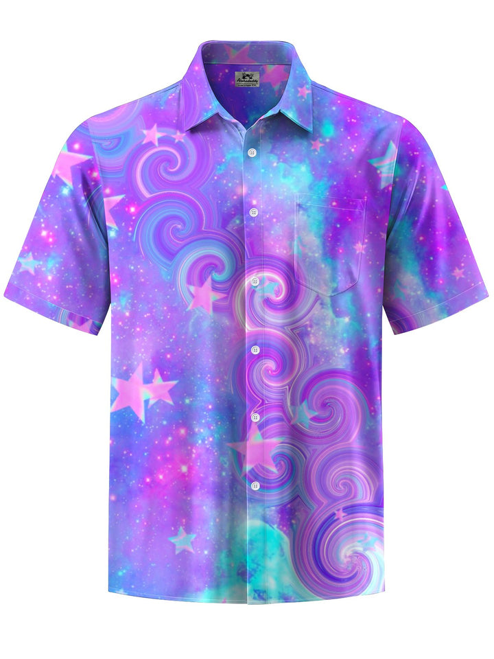 Alohadaddy® Hawaiian Abstract Ombre Art Print Chest Pocket Men&