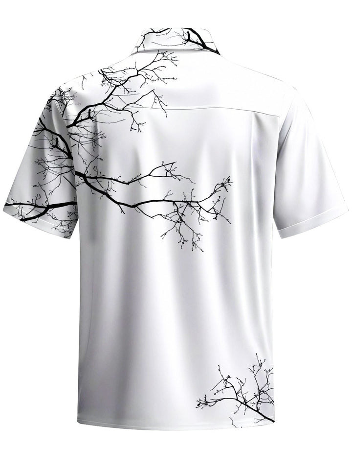 Alohadaddy® Casual Branch Painting Art Print Chest Pocket Men&