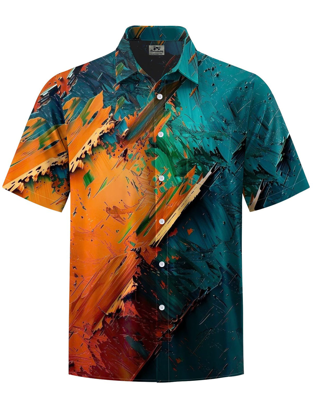 Alohadaddy® Vintage Acrylic Oil Painting Abstract Print Art Breast Pocket Men&