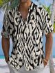 Alohadaddy® Retro Abstract Art Print Men's Short Sleeve Stretch Shirt Big & Tall