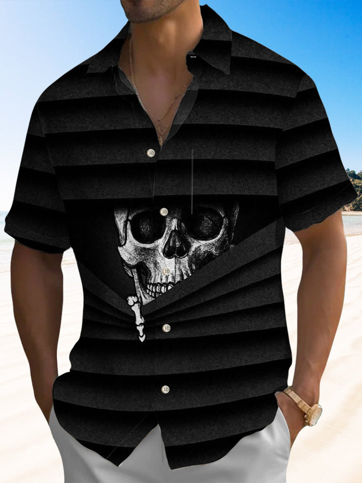 Alohadaddy® Halloween Skull Art Print Chest Pocket Men&