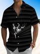 Alohadaddy® Halloween Skull Art Print Chest Pocket Men's Stretch Short Sleeve Shirt Big & Tall