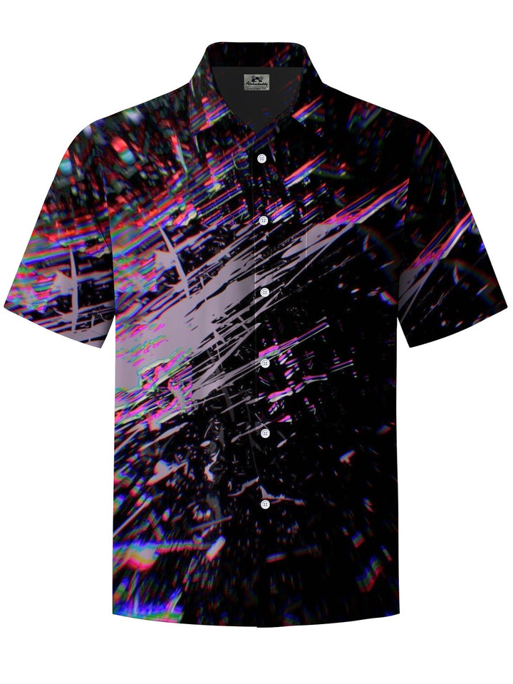 Alohadaddy® Casual Abstract Texture Art Print Chest Pocket Stretch Men&