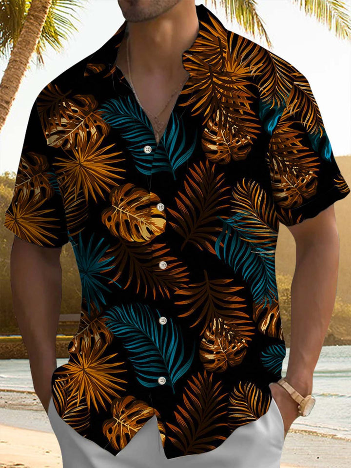 Alohadaddy® Vintage Palm Leaf Art Print Chest Pocket Men&