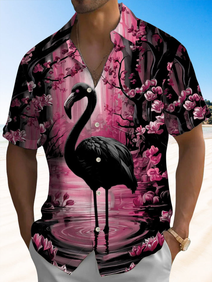 Alohadaddy® Casual Flamingo Flower Art Print Stretch Men&