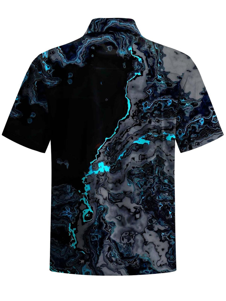 Alohadaddy® Casual Abstract Art Print Chest Pocket Stretch Men&