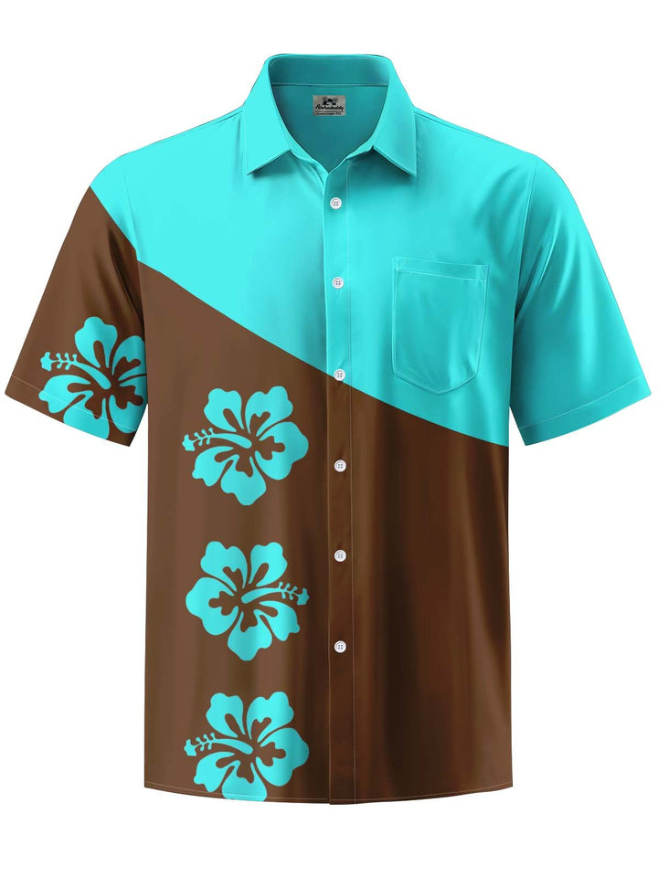 Alohadaddy® Casual Colorblock Floral Print Art Pocket Stretch Men&