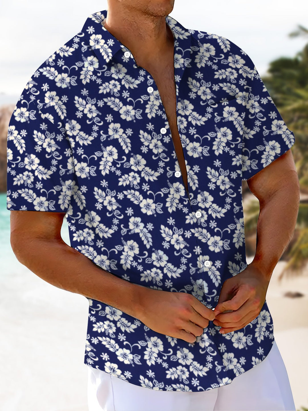 Alohadaddy® Casual Floral Print Pocket Stretch Men&