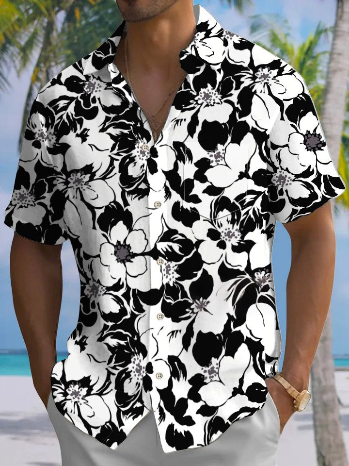 Alohadaddy® Hawaiian Hibiscus Flower Art Print Chest Pocket Men&