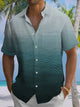 Alohadaddy® Casual Water Gradient Print Art Chest Pocket Men's Short Sleeve Shirt Big & Tall