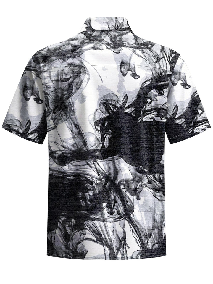 Alohadaddy® Casual Vintage Abstract Texture Art Print Chest Pocket Men&