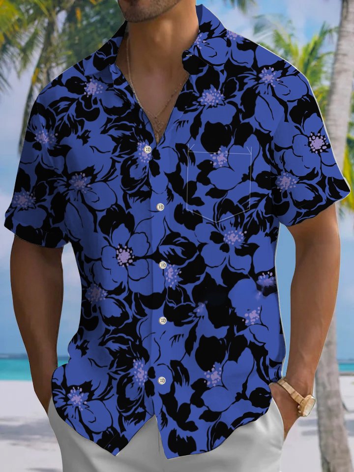 Alohadaddy® Hawaiian Hibiscus Flower Art Print Chest Pocket Men&
