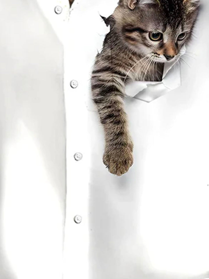 Alohadaddy® Retro Funny Cartoon Cat Print Men&
