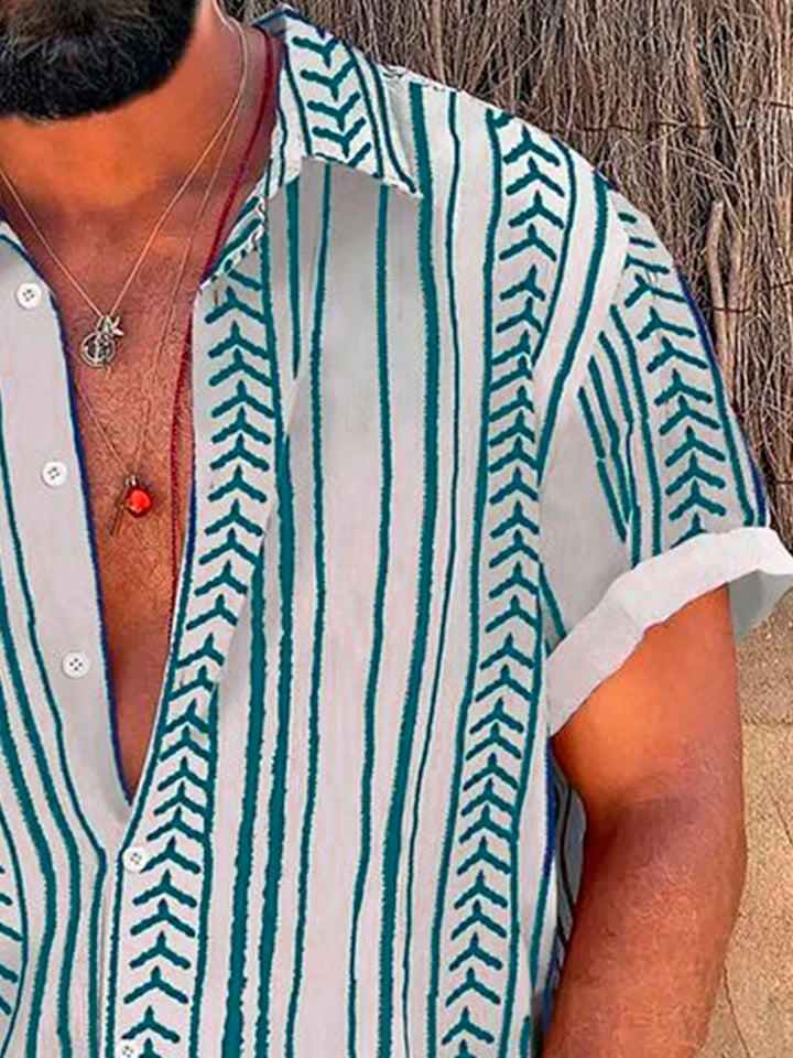 Alohadaddy Retro Striped Geometric 3D Digital Print Men&