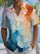 Alohadaddy® Vintage Oil Painting Geometric Print Art Chest Pocket Stretch Moisture Wicking Large Size Hawaiian Shirt