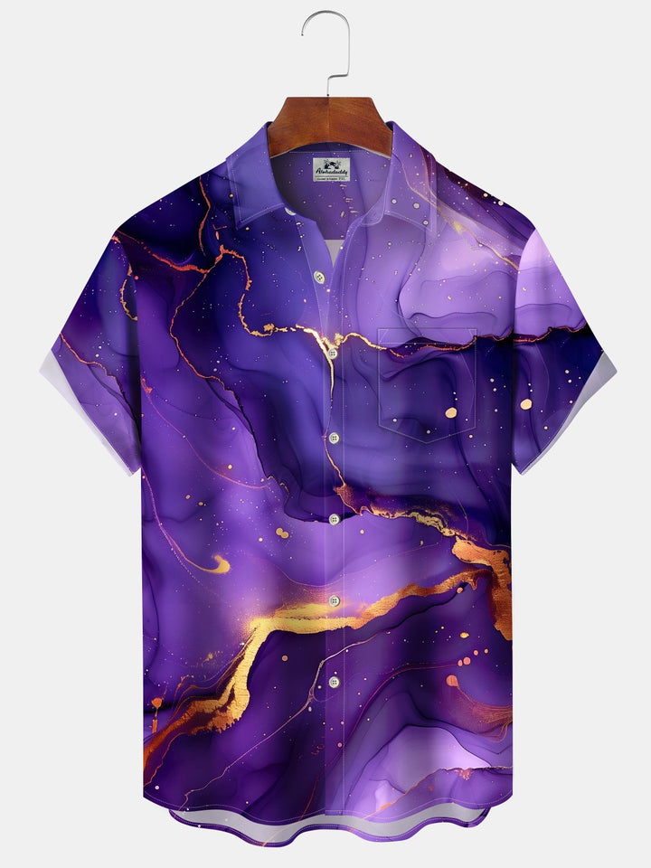 Alohadaddy® Casual Abstract Texture Art Print Pockets Moisture Wicking Hawaiian Shirts Big &amp; Tall