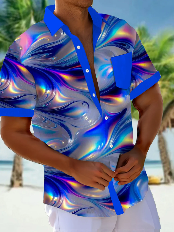 Alohadaddy® Casual Abstract Texture Contrast Pockets Moisture Wicking Men&