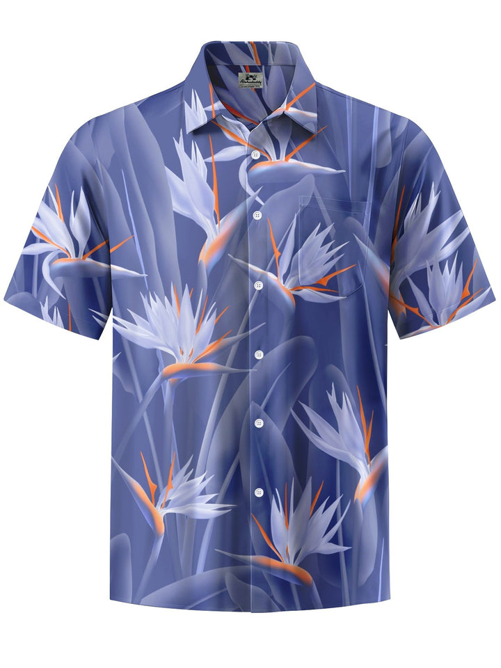 Alohadaddy® Hawaiian Crane Orchid Print Moisture Wicking Elastic Pockets Large Size Men&