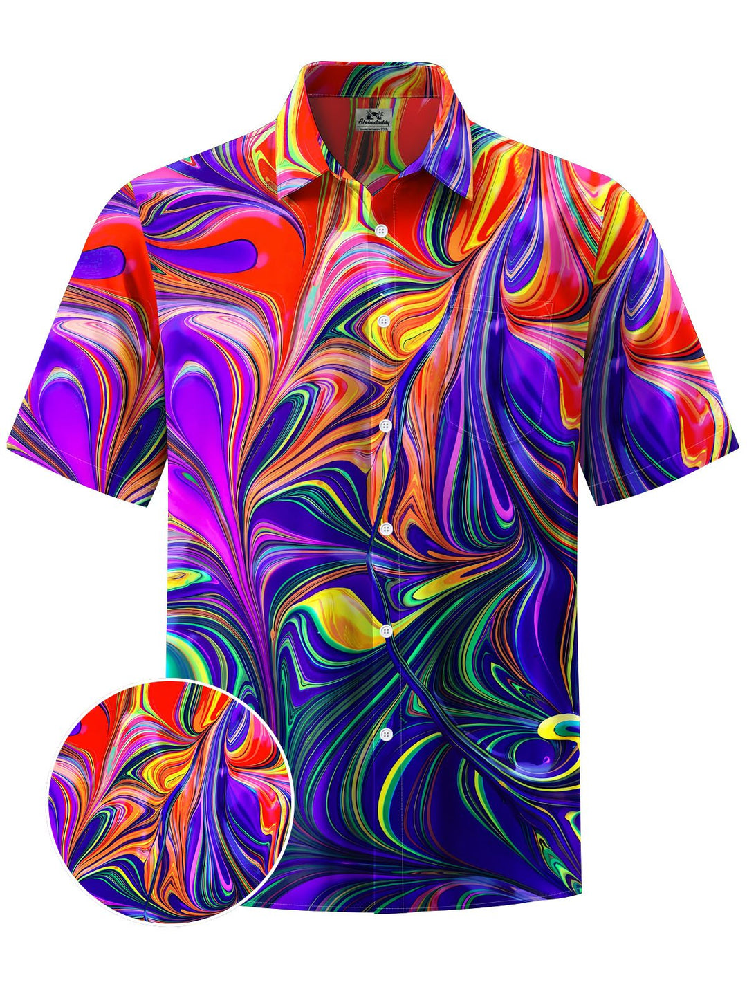 Alohadaddy® Casual Abstract Texture Print Chest Pocket Men&