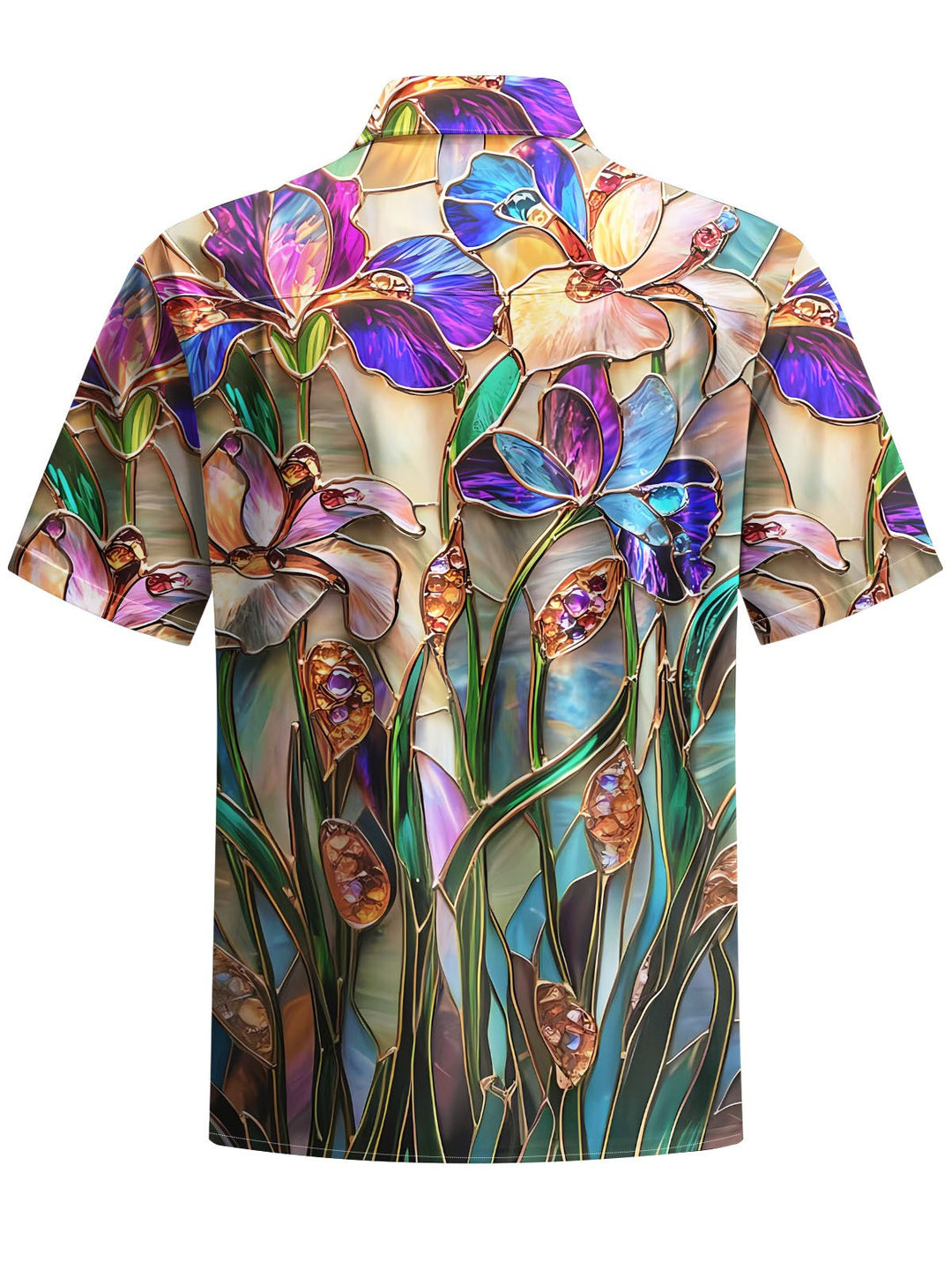 Alohadaddy® Hawaiian Flower Glass Print Chest Pocket Men&