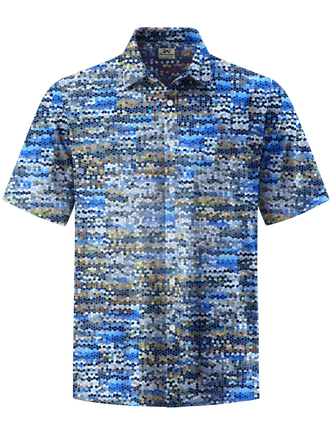 Alohadaddy® Casual Geometric Art Print Chest Pocket Mens Short Sleeve Shirt Big &amp; Tall