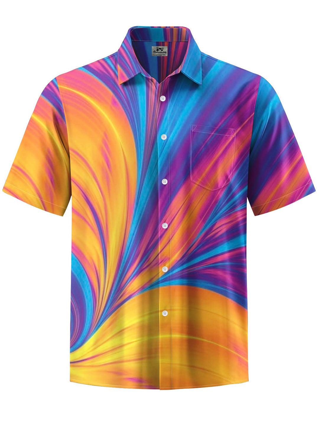 Alohadaddy® Casual Abstract Texture Art Print Chest Pocket Men Short Sleeve Shirt Big &amp; Tall