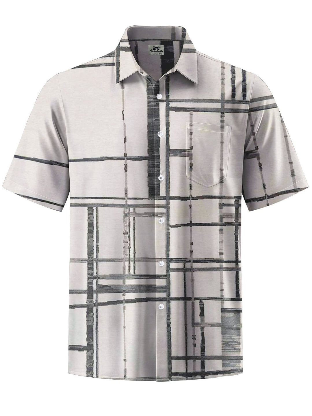 Alohadaddy® Casual Check Art Print Chest Pocket Men&