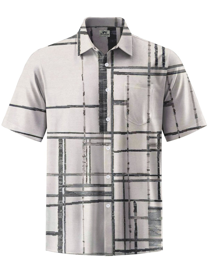 Alohadaddy® Casual Check Art Print Chest Pocket Men&