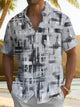 Alohadaddy® Vintage Casual Geometric Art Print Chest Pocket Men's Short Sleeve Shirt Big & Tall