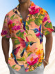 Alohadaddy® Hawaiian Bird Art Print Chest Pocket Men's Short Sleeve Shirt Big & Tall