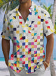 Alohadaddy® Casual Geometric Art Print Chest Pocket Men's Short Sleeve Shirt Big & Tall