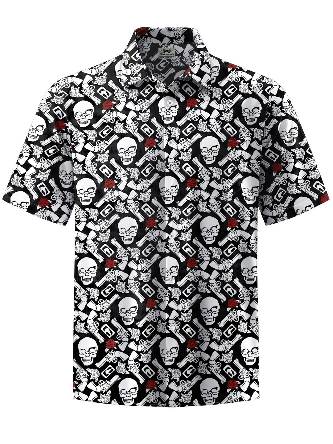 Alohadaddy® Casual Skull Art Print Chest Pocket Men&