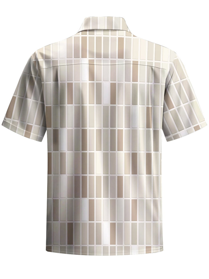 Alohadaddy® Casual Geometric Art Print Chest Pocket Men&