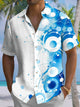 Alohadaddy® Casual Geometric Art Print Chest Pocket Men's Stretch Short Sleeve Shirt Big & Tall