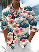 Alohadaddy® Vintage Sakura Ukiyo-e Print Art Print with Chest Pocket for Men's Stretch Long Sleeve Shirt Big & Tall