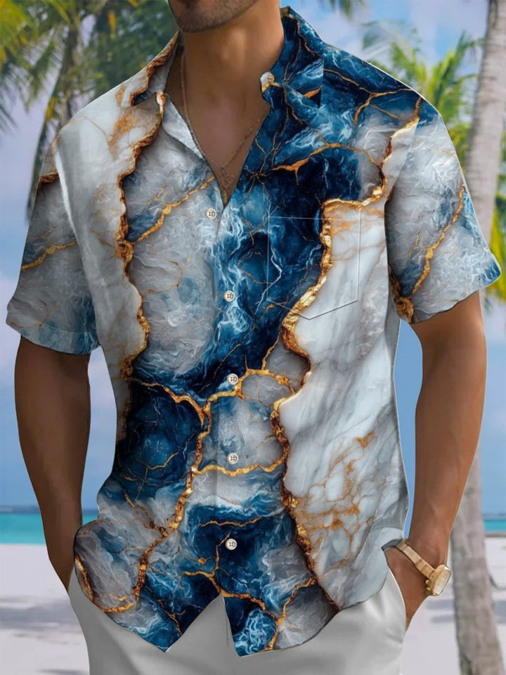 Alohadaddy® Casual Marble Print Pocket Men&