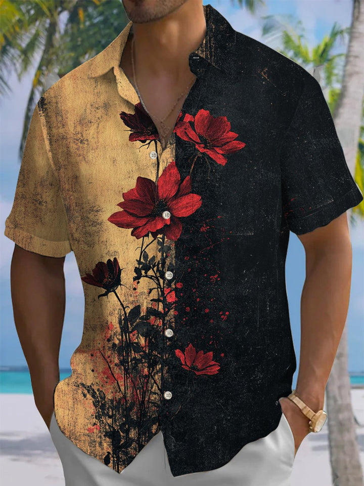 Alohadaddy® Vintage Contrast Floral Art Print Stretch Men&