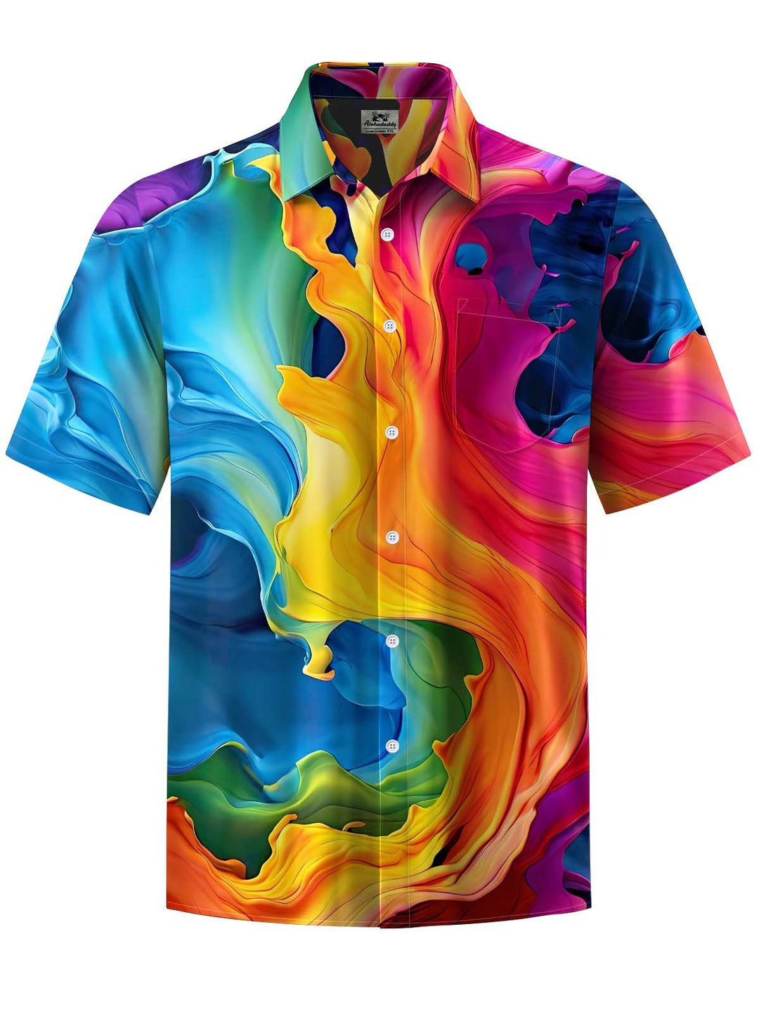 Alohadaddy® Vintage Abstract Art Print Chest Pocket Stretch Men&