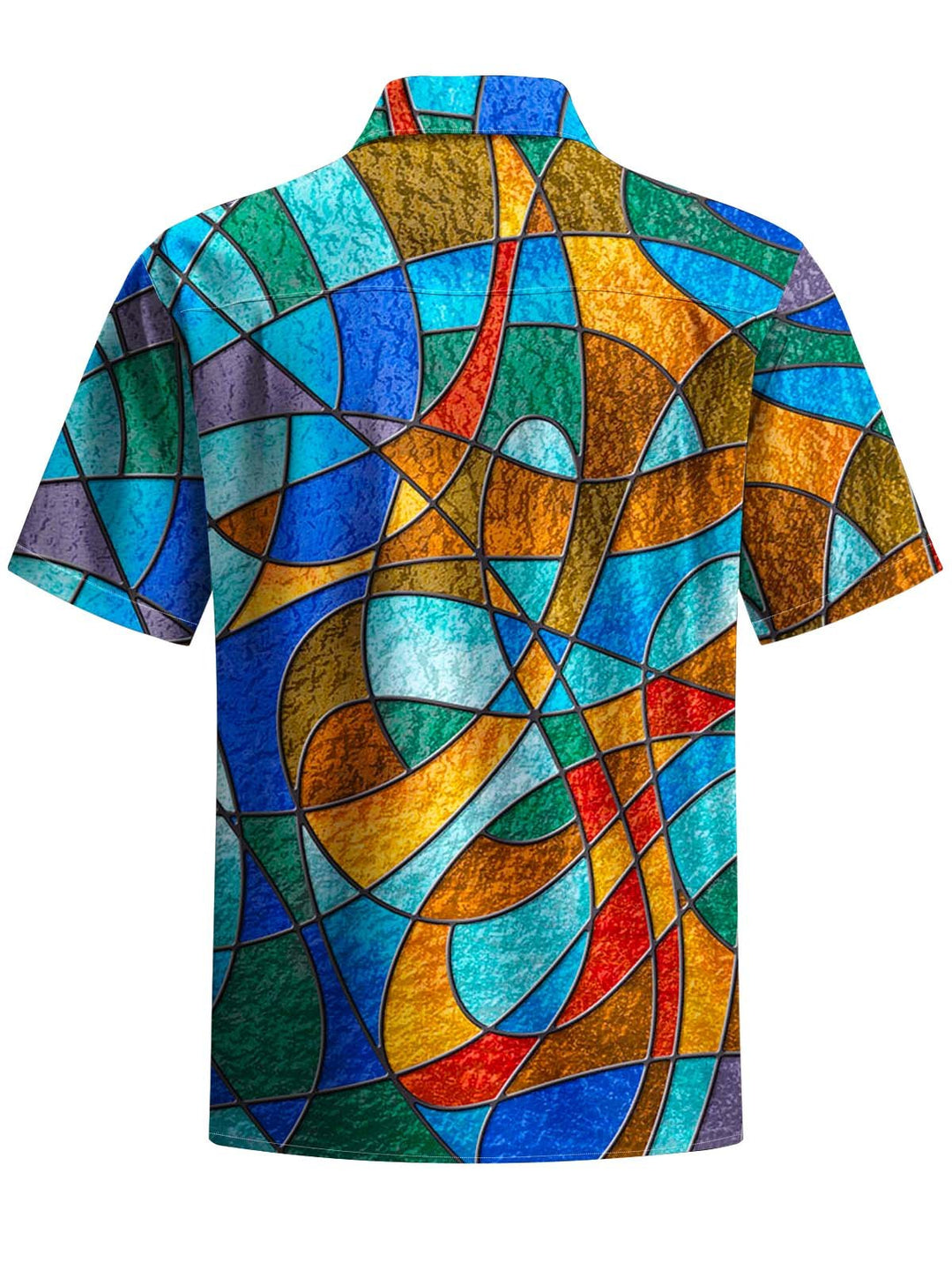 Alohadaddy® Vintage Geometric Art Print Chest Pocket Stretch Men&
