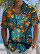 Alohadaddy® Vintage Leaf Art Print Chest Pocket Stretch Men's Short Sleeve Shirt Big & Tall