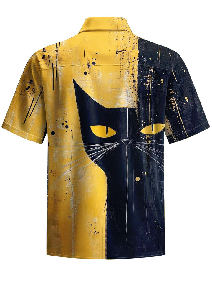 Alohadaddy® Vintage Cat Contrast Art Print Pocket Stretch Men&