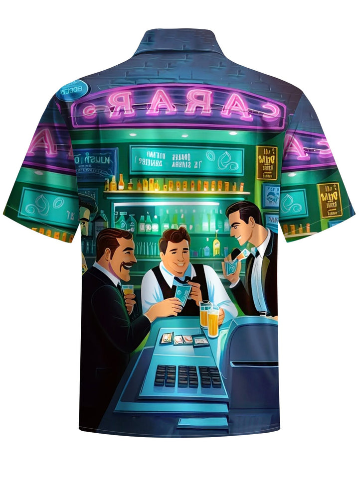 Alohadaddy® Casual Drunk Lovers Card Game Print Button Pocket Stretch Men&