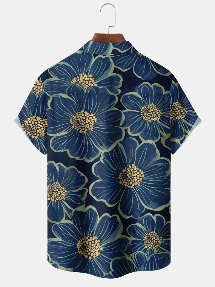Alohadaddy® Vintage Floral Print Pocket Elastic Button Men&