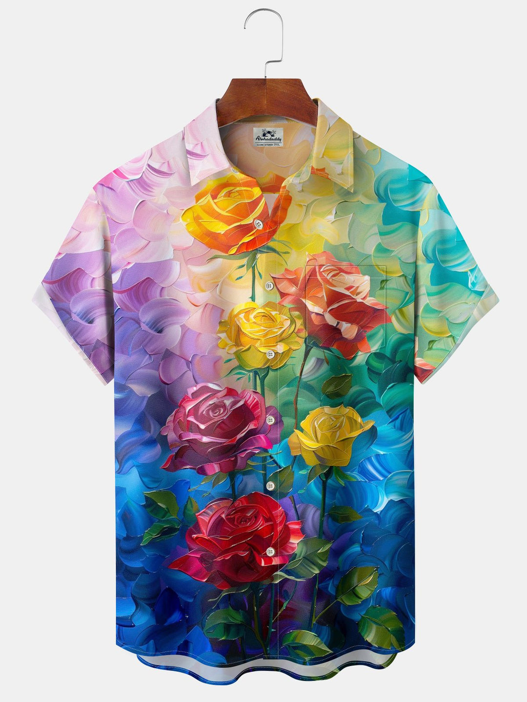 Alohadaddy® Vintage Oil Painting Floral Print Pockets Elastic Button Men&